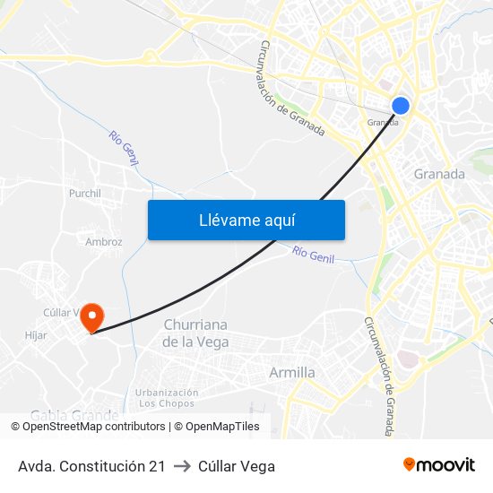 Avda. Constitución 21 to Cúllar Vega map