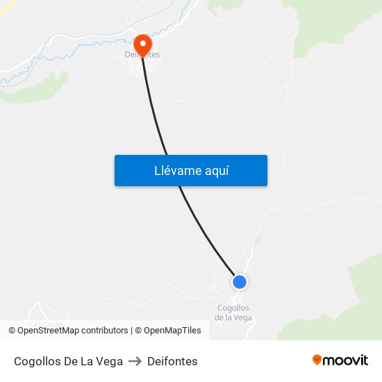 Cogollos De La Vega to Deifontes map