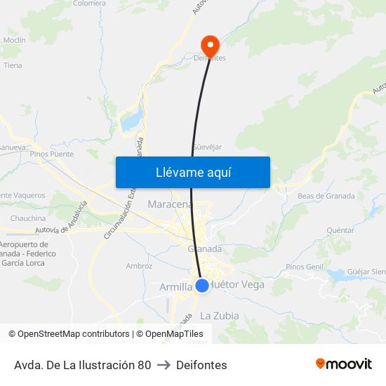 Avda. De La Ilustración 80 to Deifontes map