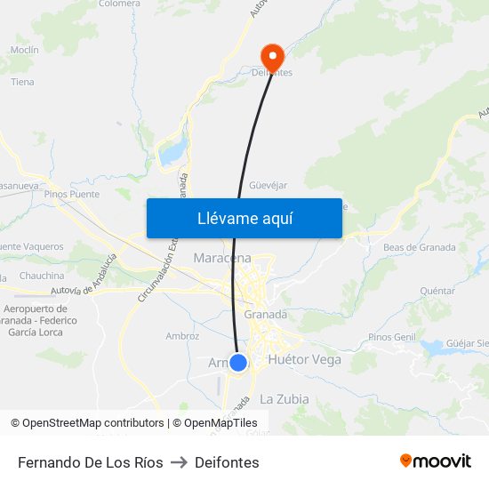 Fernando De Los Ríos to Deifontes map