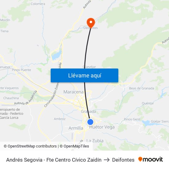 Andrés Segovia - Fte Centro Cívico Zaidín to Deifontes map