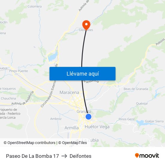 Paseo De La Bomba 17 to Deifontes map