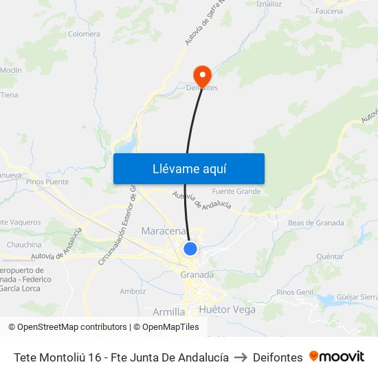 Tete Montoliú 16 - Fte Junta De Andalucía to Deifontes map