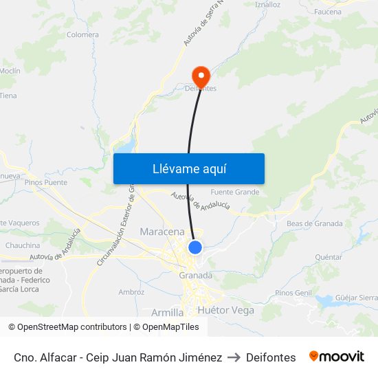 Cno. Alfacar - Ceip Juan Ramón Jiménez to Deifontes map