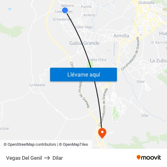 Vegas Del Genil to Dílar map