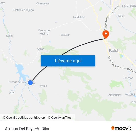 Arenas Del Rey to Dílar map