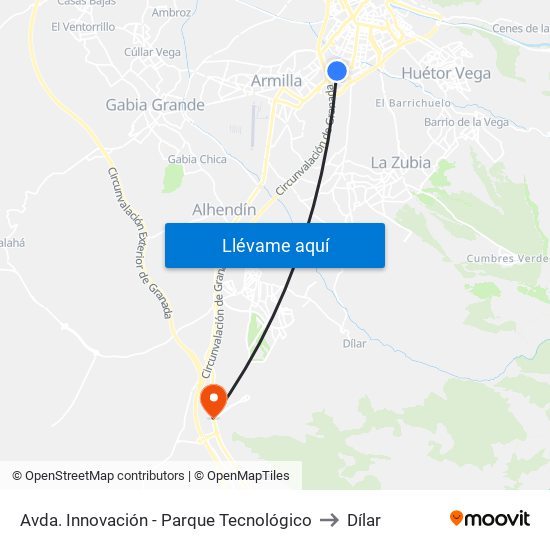 Avda. Innovación - Parque Tecnológico to Dílar map