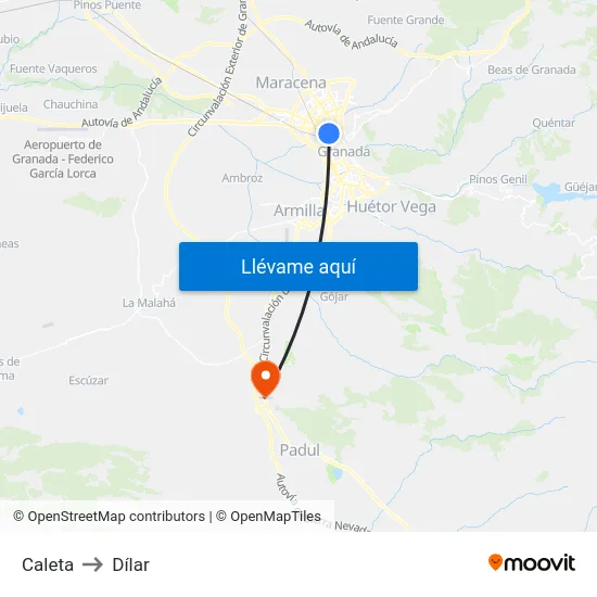 Caleta to Dílar map