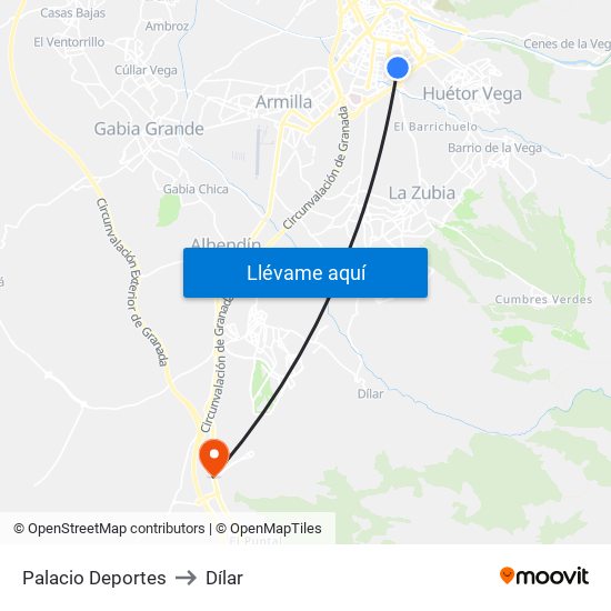 Palacio Deportes to Dílar map