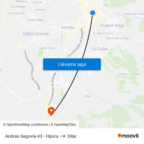 Andrés Segovia 43 - Hípica to Dílar map