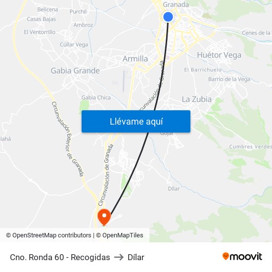 Cno. Ronda 60 - Recogidas to Dílar map