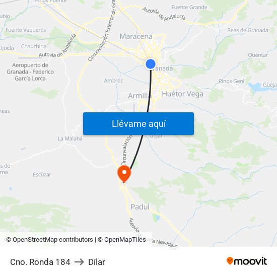 Cno. Ronda 184 to Dílar map