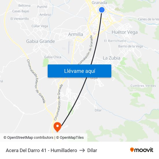 Acera Del Darro 41 - Humilladero to Dílar map
