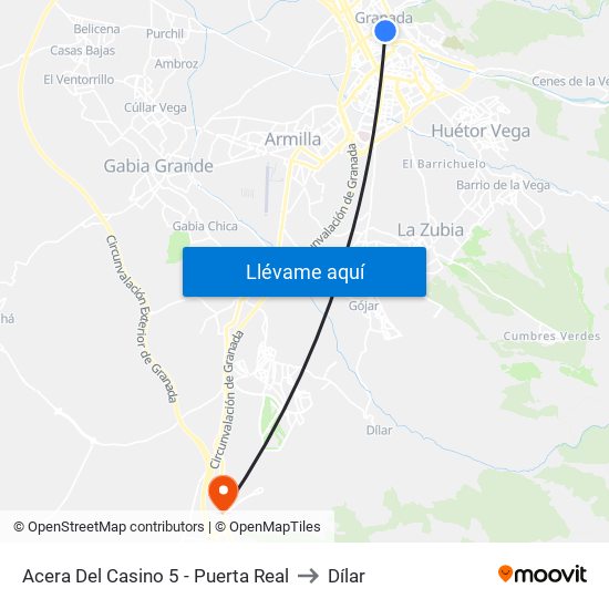 Acera Del Casino 5 - Puerta Real to Dílar map