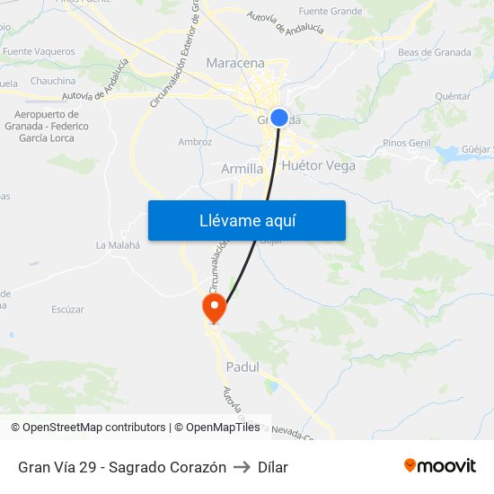 Gran Vía 29 - Sagrado Corazón to Dílar map