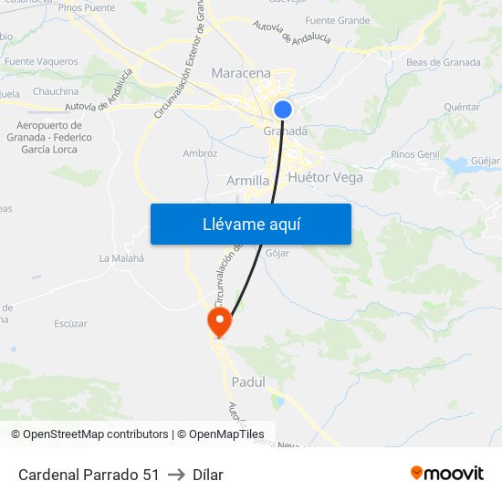 Cardenal Parrado 51 to Dílar map