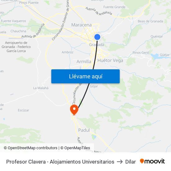 Profesor Clavera - Alojamientos Universitarios to Dílar map