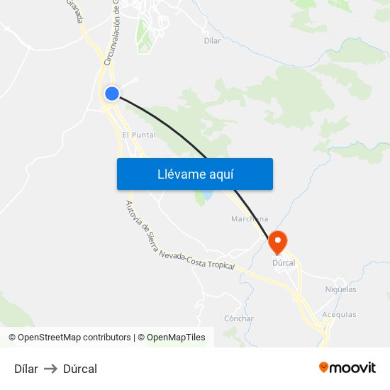 Dílar to Dúrcal map