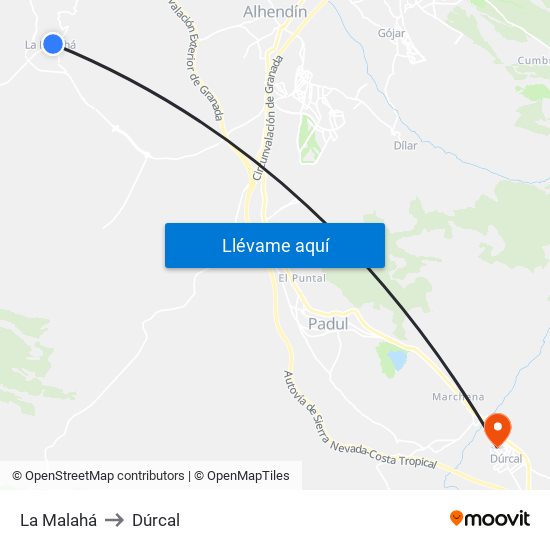 La Malahá to Dúrcal map