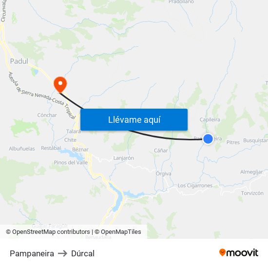 Pampaneira to Dúrcal map
