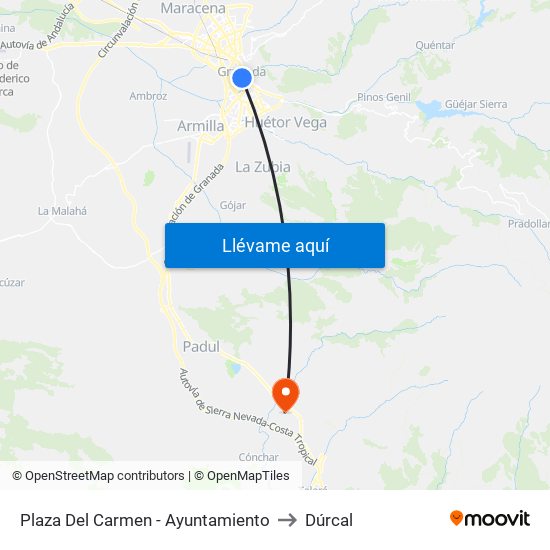 Plaza Del Carmen - Ayuntamiento to Dúrcal map