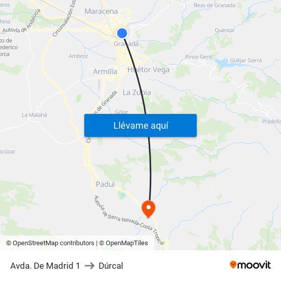 Avda. De Madrid 1 to Dúrcal map