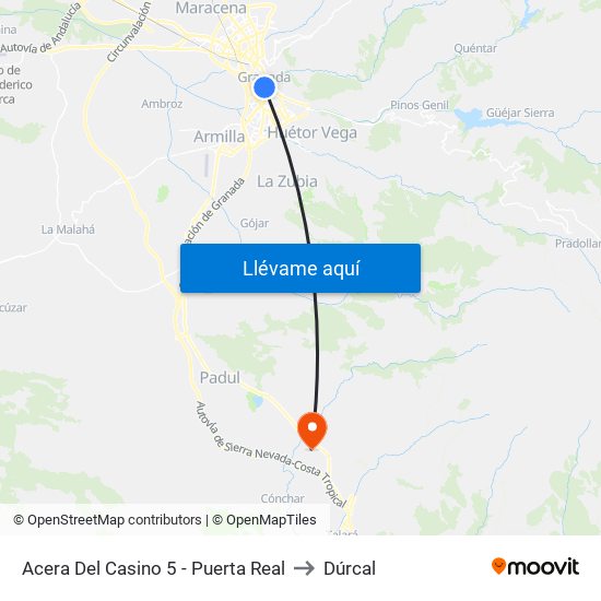 Acera Del Casino 5 - Puerta Real to Dúrcal map