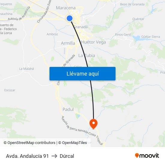 Avda. Andalucía 91 to Dúrcal map