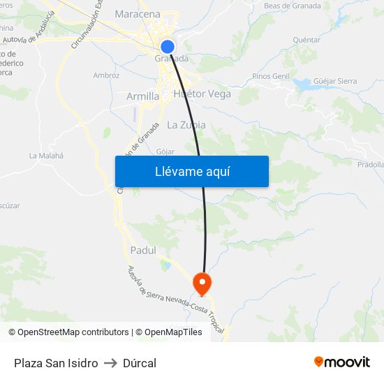 Plaza San Isidro to Dúrcal map