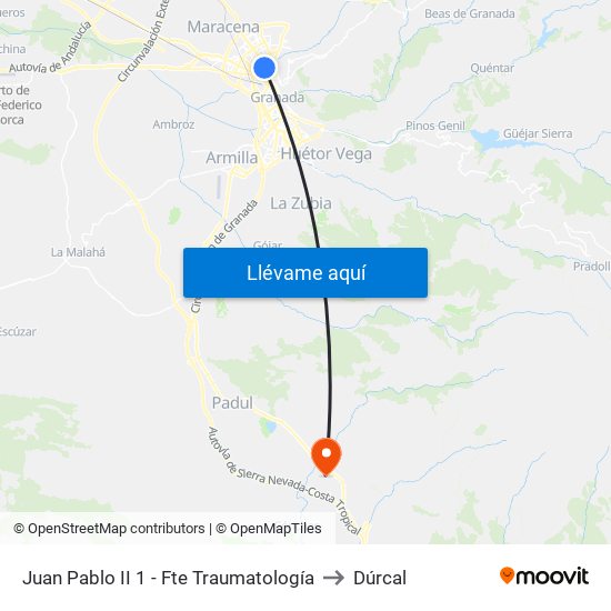 Juan Pablo II 1 - Fte Traumatología to Dúrcal map