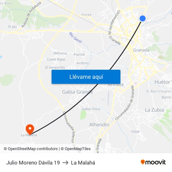 Julio Moreno Dávila 19 to La Malahá map