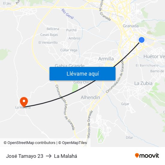 José Tamayo 23 to La Malahá map