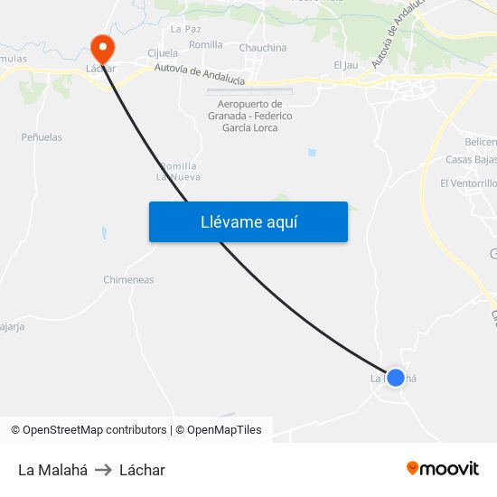 La Malahá to Láchar map