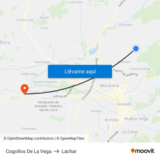 Cogollos De La Vega to Láchar map