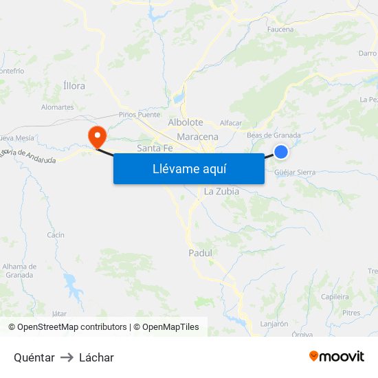 Quéntar to Láchar map