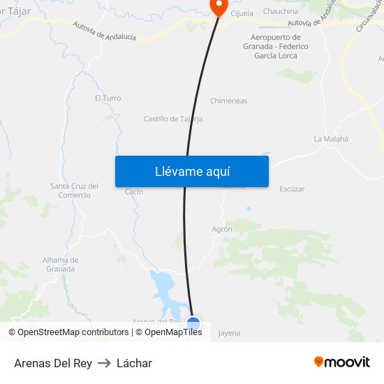 Arenas Del Rey to Láchar map