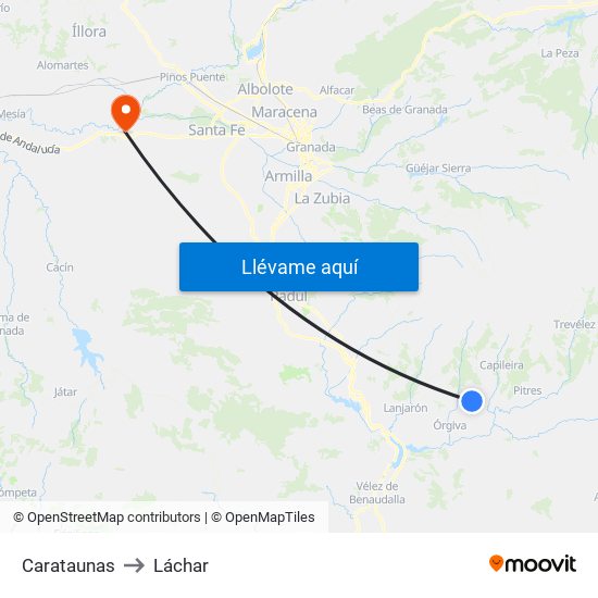 Carataunas to Láchar map