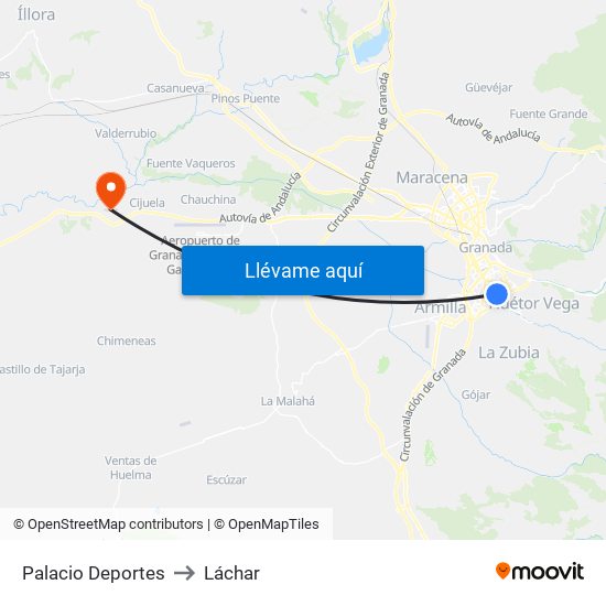 Palacio Deportes to Láchar map