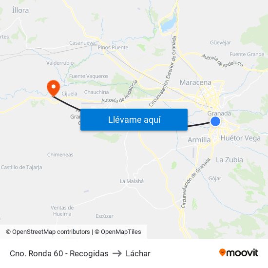 Cno. Ronda 60 - Recogidas to Láchar map