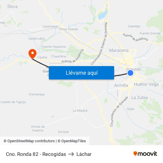 Cno. Ronda 82 - Recogidas to Láchar map