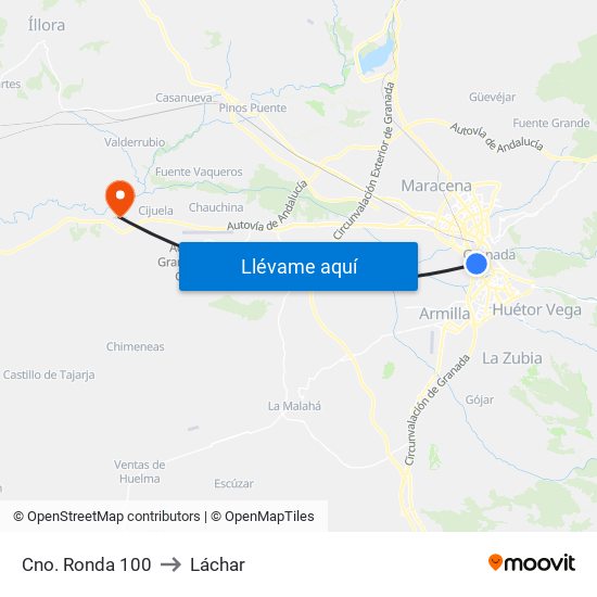 Cno. Ronda 100 to Láchar map