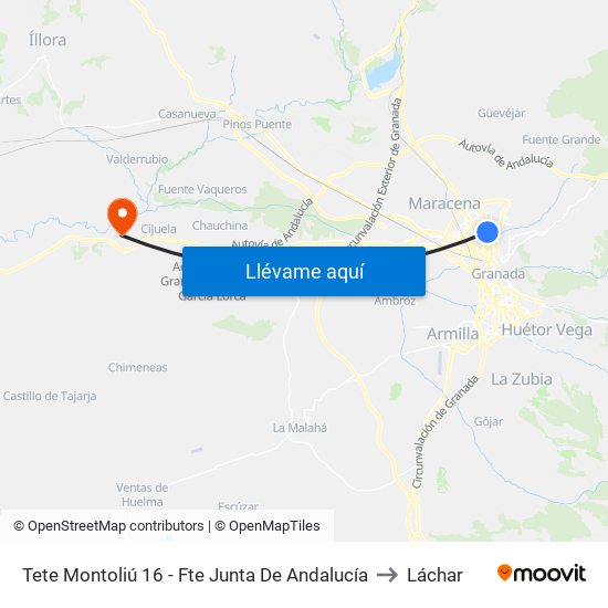 Tete Montoliú 16 - Fte Junta De Andalucía to Láchar map