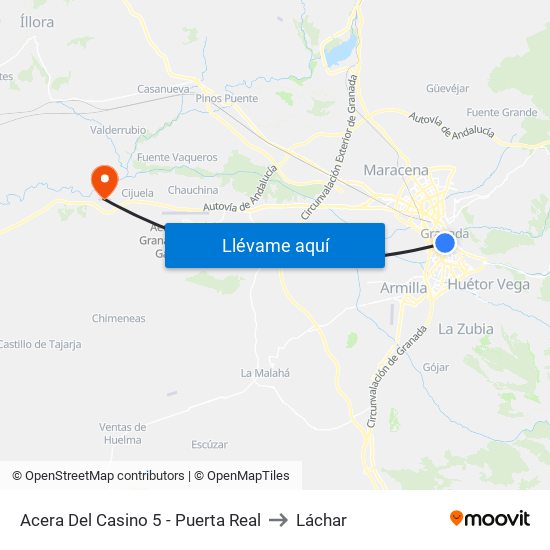 Acera Del Casino 5 - Puerta Real to Láchar map
