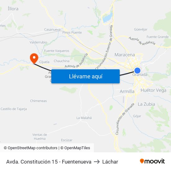 Avda. Constitución 15 - Fuentenueva to Láchar map