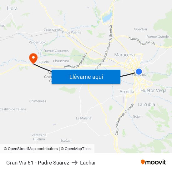 Gran Vía 61 - Padre Suárez to Láchar map