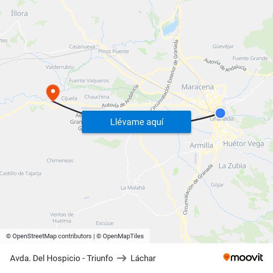 Avda. Del Hospicio - Triunfo to Láchar map