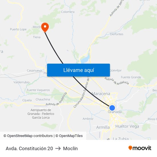 Avda. Constitución 20 to Moclín map