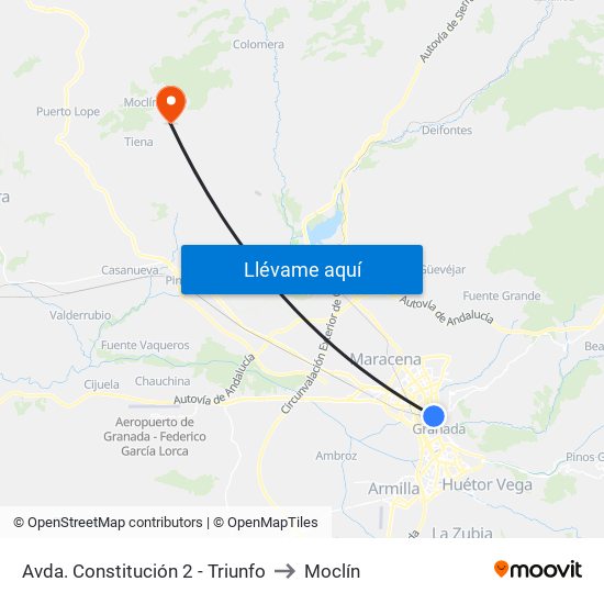 Avda. Constitución 2 - Triunfo to Moclín map