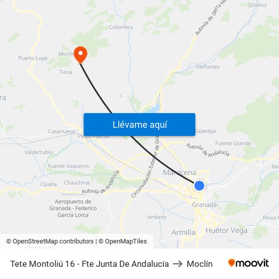 Tete Montoliú 16 - Fte Junta De Andalucía to Moclín map