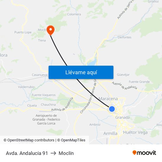 Avda. Andalucía 91 to Moclín map